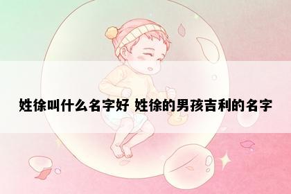 姓徐叫什么名字好 姓徐的男孩吉利的名字
